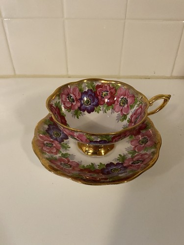 Royal Standard Carmen Teetasse und Untertasse Floral Gold Vergoldet Fine Bone China - Bild 12 von 12