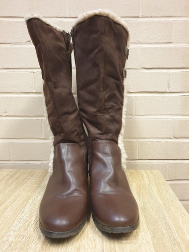 Evans Women's Brown Faux Fur Knee High Boots UK 7EEE - Picture 3 of 5