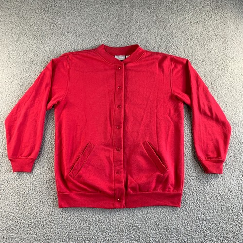 Vintage Blair Jacket Womens Medium Red Shacket Sweatshirt Fleece Lined Sweater - Picture 1 of 22