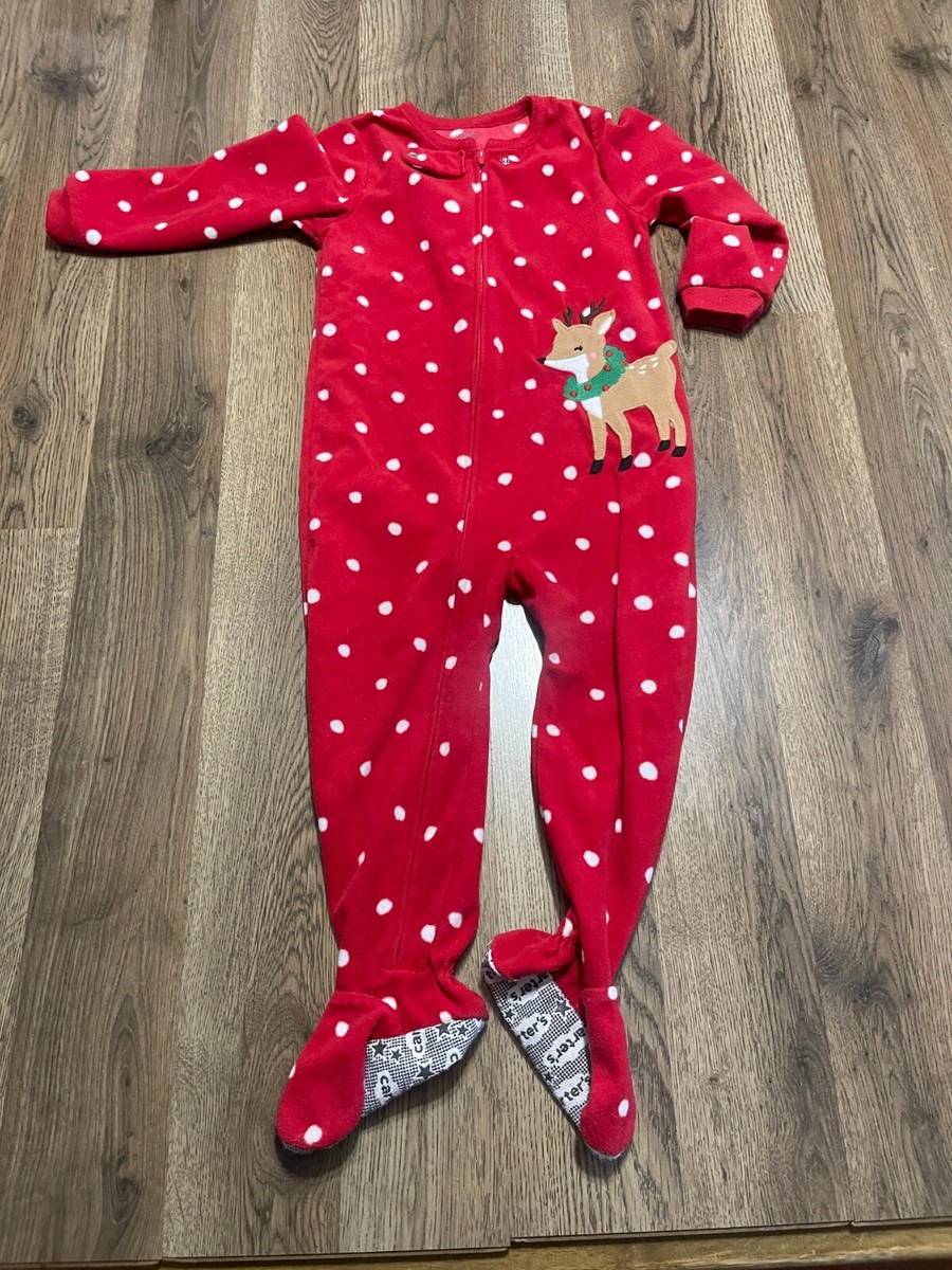 Carter's One Piece, Baby Size 3T, Red Polka Dots Reindeer, Footie