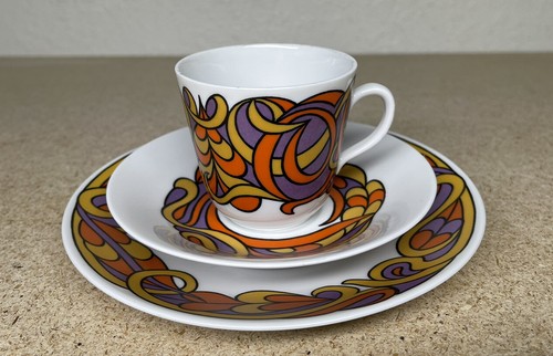 3pc Cup , Saucer & Plate Set - Rorstrand Sweden VDN P555 HIPPI GUL - Picture 2 of 6