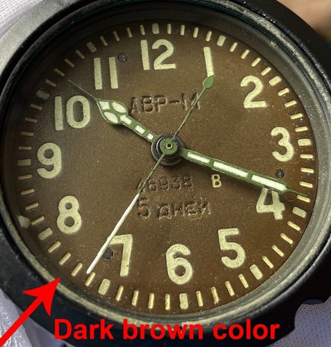 AVRM (Dark brown) USSR Soviet Military Tank Panel Clock 5 Days #46938 - Picture 2 of 5