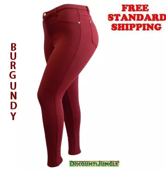 1826 jeans WOMENS sexy PLUS SIZE MOLETON Burgandy SKINNY Stretch Cotton  pants