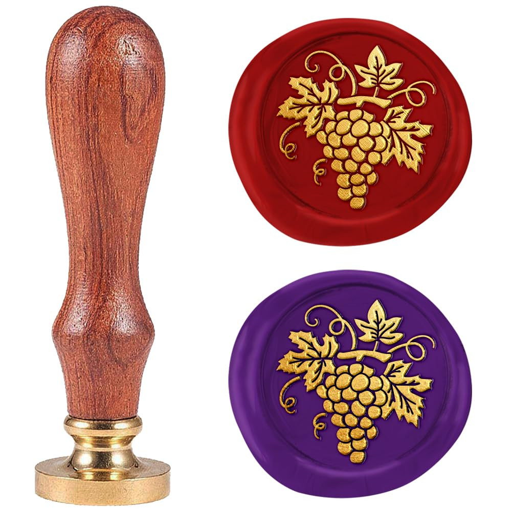 Grapes 1" Wax Seal Stamp Retro Sealing Stamps Removable Brass Head Seal Stamp wi