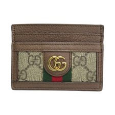 GUCCI Ophidia Card Case PVC Canvas Brown 523159