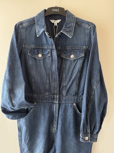 Marks and Spencer M&S Collection Denim Waisted Jumpsuit Size 12 - Picture 2 of 23
