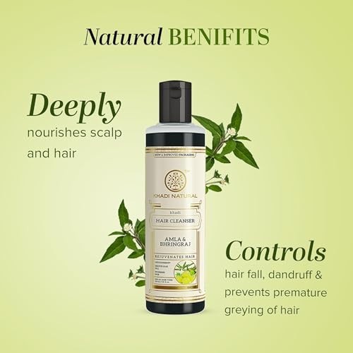 Khadi Natural Amla Bhringraj Hair Cleanser Shampoo Anti Dandruff 210ml Herbal - Picture 3 of 5