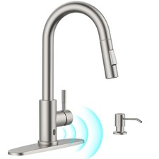 Touchless Kitchen Faucet with Soap Dispenser, S304 Stainless Steel Modern Mot...