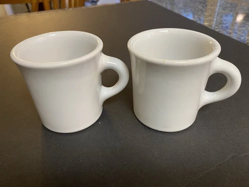 2 Vintage Homer Laughlin HLC Heavy Restaurant Ware Coffee Diner Mugs Cups USA