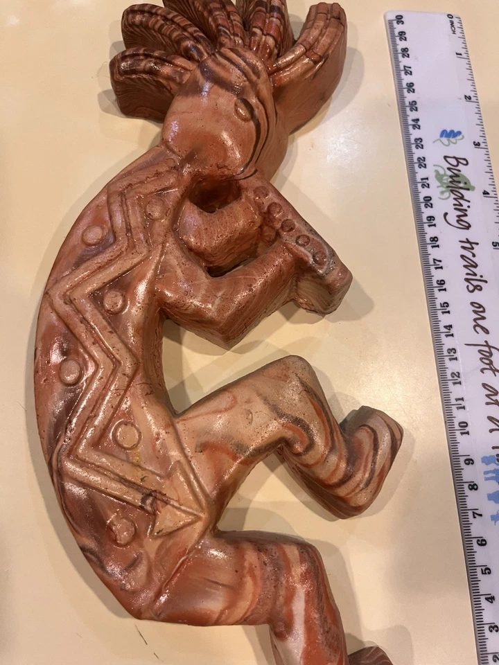 Kokopelli Flute Player Large Wall Plaque - Art - Garden - 12” Resin Marble Like - Image 3 of 4