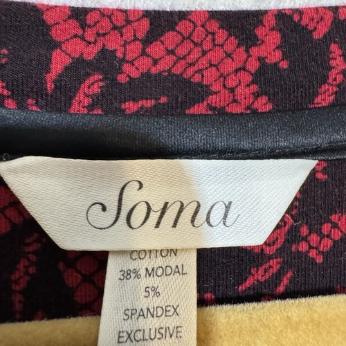 SOMA Nightgown Womens XL Red Black Floral Soft & Stretch Cotton Modal Comfort - Picture 4 of 8