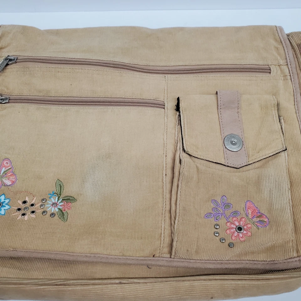 Bolso Bandolera Mensajero Vintage Y2K Mudd Libro Grande Tostado Pana Años 90 Boho 2000 Foto 3 de 4