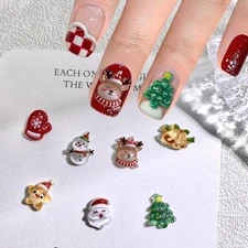 56Pcs Christmas Nail Art Charms 3D Nail Art Craft Resin Charms Tree Elk 