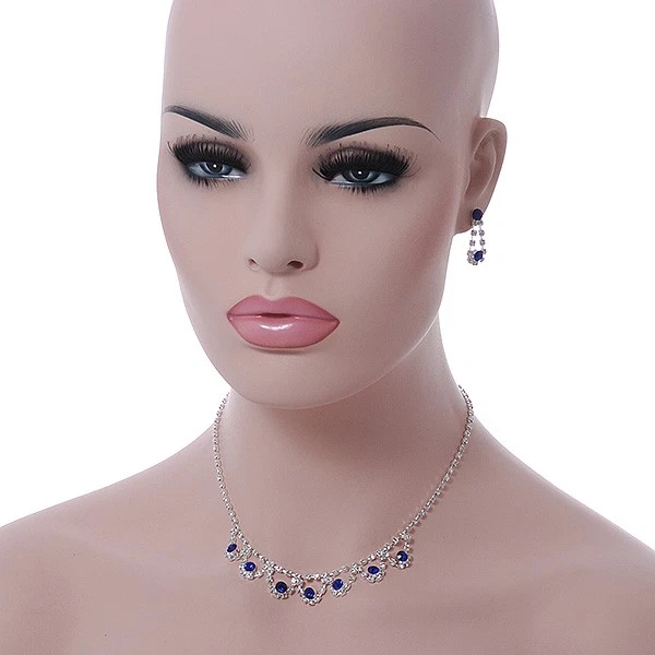 Colar de cristal austríaco transparente azul safira delicada para noiva/casamento/formatura - Imagem 2 de 4