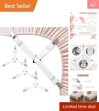 Multipurpose Sheet Clips – Pack of 4 Triangle Bed Straps for Maximum Stability