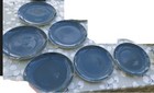 6 Piece Poole Pottery Set of 6 DINNER plates 9Blue Green Colour cameo twin tone