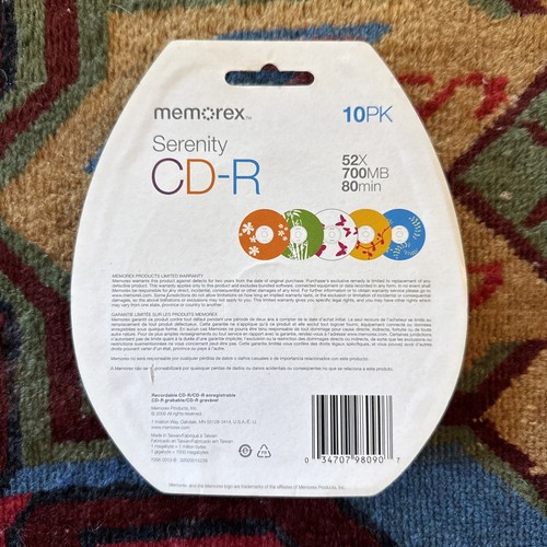 Memorex Serenity CD-R 10 Pack 52 X 700 MB 80 Min NEW Sealed - Picture 2 of 2
