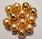 MIni Gold Glass Ornaments Hanging Crown Top Matte & Shiny Set of 12