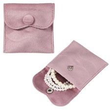 2Pcs Velvet Jewelry Pouches with Snap Button 2.8 x 2.8 in Storage Bags, Pink