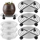 3 Packs Large Metal Plant Caddy 13.8” Plant Dolly with Wheels Heavy Duty Wrou...