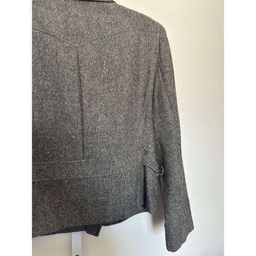 Lauren Ralph Lauren Wool Blazer Boxy Tweed Moto Jacket Womens Sz 10 Brown Zip - Picture 9 of 10