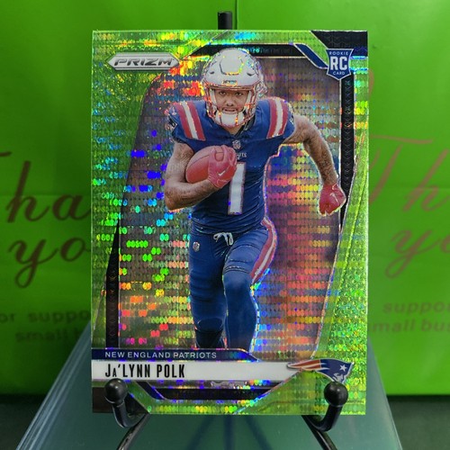 2024 Panini Prizm Ja'Lynn Polk Jalynn #339 Neon Green Pulsar Prizm Patriots RC - Foto 8 di 15