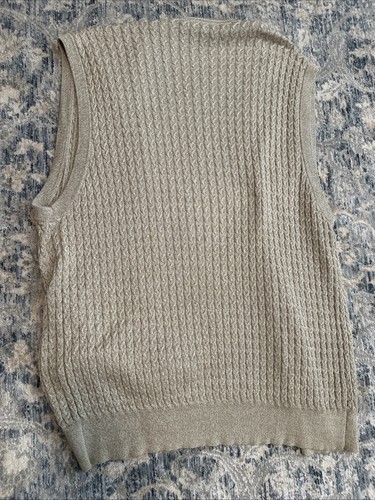 Bobby Jones Tan Cableknit Sweater vest Vintage Button Down Golf XL Cotton - Picture 9 of 9