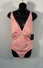 Reyn Spooner Women's Pink Diag Lahaina V-Neck Cup One Piece Swimsuit Sz 12 NWT