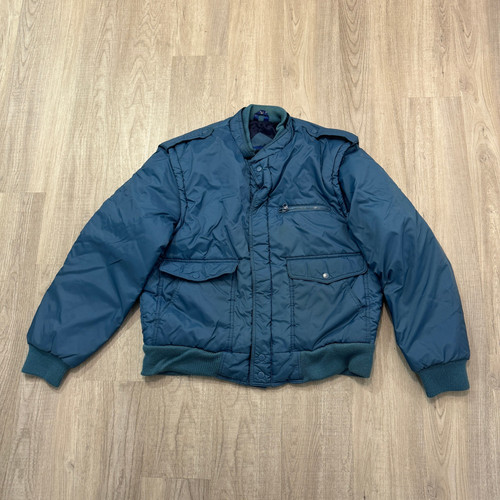Vintage Arctic Circle Bomber Jacket Vest Men's Large Blue Teal 90s Ski Snowboard - Picture 1 of 8