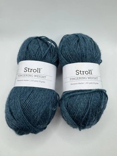 2 Skeins of Stroll Fingering Weight 75% Merino Wool Rainstorm Heather - product listing photo