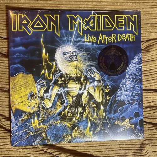 Iron Maiden Live After Death 40th Anniversary 2 LP Blue & Yellow Vinyl SEALED