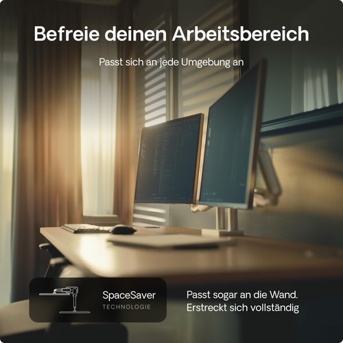 Doppelte Monitor Halterung Bis zu 34" & 8kg 360° Drehung Höhenverstellbar Rob... - Afbeelding 3 van 9