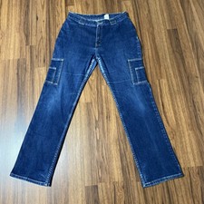 Vintage 90s Levis Dry Goods Dark Wash Bare Back Jeans Mom Elastic Waist Size 11M