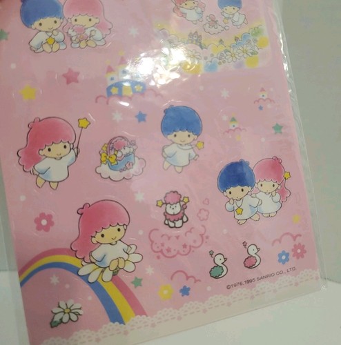 Nuevo de Lote Antiguo 1995 Sanrio Little Twin Stars Hojas Pegatinas Japonesas Rosa 2 Hojas - Imagen 3 de 6