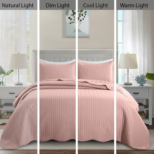 Quilt Bedding Set All Seasons Embossed Bedspread Soft Microfiber Coverlet Set - Picture 100 of 120