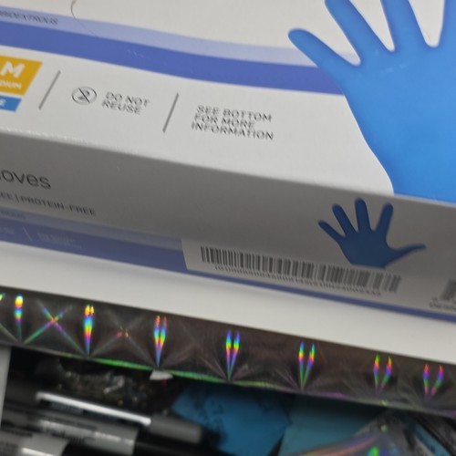 Guantes de examen de vinilo sin polvo Endeavor MEDIANOS (paquete de 100) NUEVOS EN CAJA azules - Imagen 11 de 11