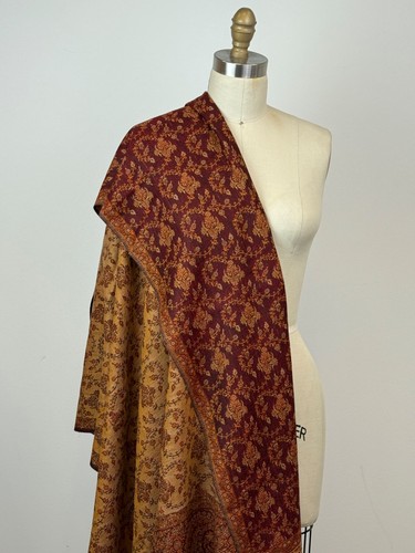 Elegant Wool Brown Earth Tones Paisley Super Soft Scarf Shawl Wrap * 84 x 40 - Picture 10 of 14