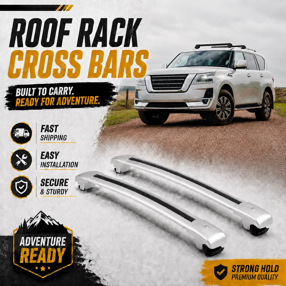 2PCS Roof Rack Cross Bars Cargo Carrier Fits For Nissan Patrol 2010-2024 ALU - Image 1 of 4