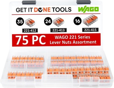 WAGO 221 Series 75pc Compact Splicing Wire Connector Assortment with Case