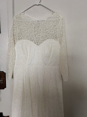 NEW Torrid Ivory Stretch Lace Tea Length 3/4 Sleeve Wedding Dress Size 16 |  eBay
