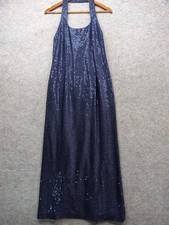 Jessica McClintock Gunne Sax Dress Women's 7/8 Blue Sequin Evening Elegant Prom