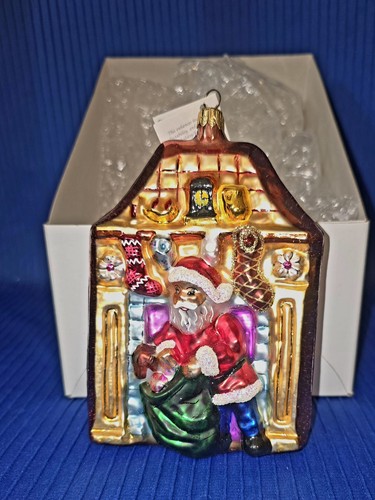 De colección. Christopher Radko "Santa en chimenea" adorno de Navidad - Imagen 1 de 9