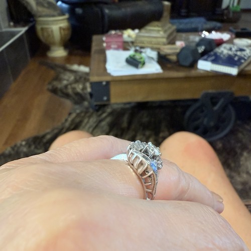 Vintage Diamond Ring With Baguettes White Gold - Picture 11 of 21