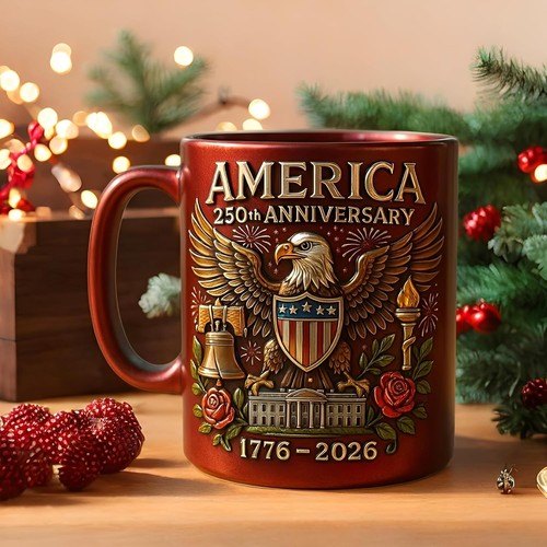 U.S. Army 250th Anniversary Commemorative Mug Guard Eagle Flag Logo Keramiktasse