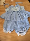 Vintage Cabbage Patch Kid 1980s blue gingham shoulder tie dress outfit #2