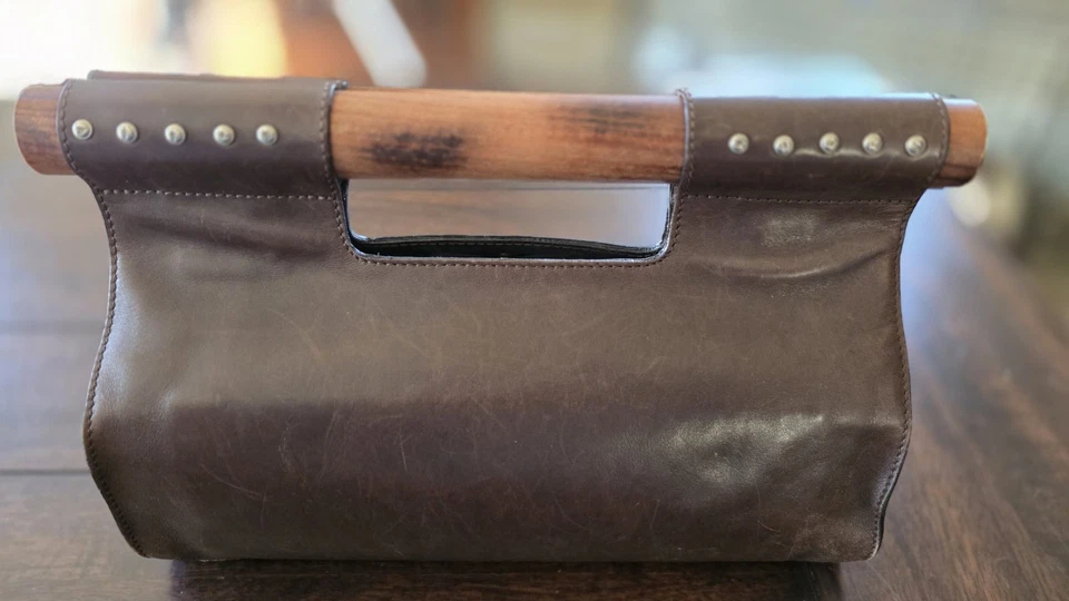 Bolso de Mano Dolce & Gabbana Vintage Cuero Marrón Asa de Madera**Envío Gratis Foto 3 de 4