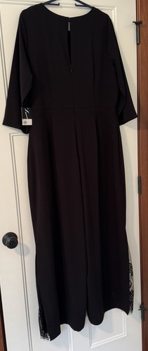 NWT Simply Vera Wang Black Wide Leg Jumpsuit XL MSRP$72 3/4 Sleeve Pantsuit - Picture 2 of 9