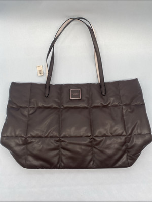 Victoria s Secret Quilted Pillow Tote Puffer Shoulder Bag Plum Eggplant