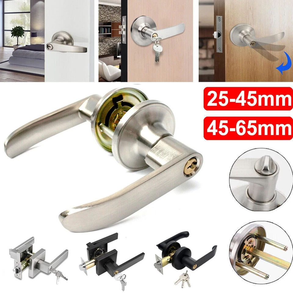 1-10 Pack Interior Door Handles Keyed Entry Locks Passage Privacy Door Lever AU - image 2 of 4