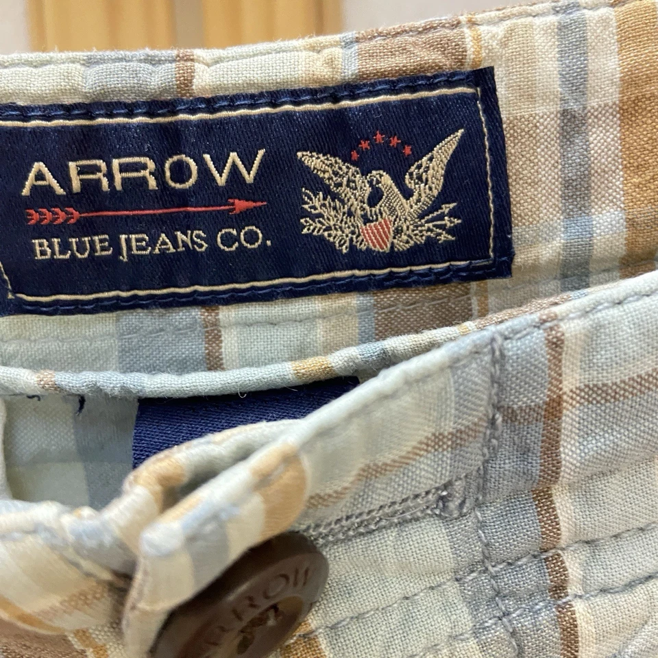 Мужские шорты для гольфа размер 34 опрятные клетчатые плоские спереди Bermuda Arrow Blue Jeans Co. - Изображение 3 из 4